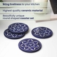 Jaipur Blue - Set of 4 Handprinted Ceramic Coasters (D-10Cm) - Blue & White