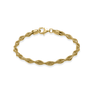 Vicenza Collection - Italian Made Gold Overlay Sterling Silver Braided Bracelet (Size - 7.5) with Lo