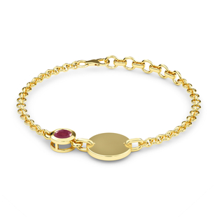 African Ruby (FF) Bracelet (Size 5 with 1 Inch Extender) in 14K Gold Overlay Sterling Silver, Silver Wt 5.12 Gms