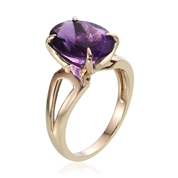 9K Y Gold AAA Uruguay Amethyst (Ovl) Solitaire Ring 5.000 Ct.