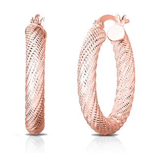 NY Close Out Deal - Rose Gold Overlay Sterling Silver Hoop Earrings with Clasp