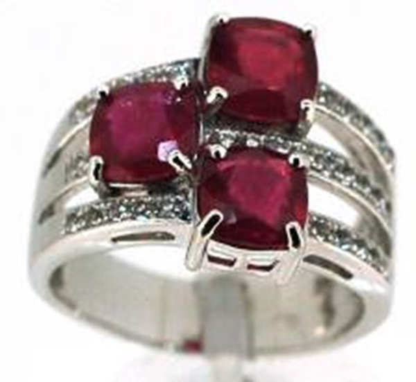 African Ruby (Cush), White Topaz Ring in Rhodium Plated Sterling Silver 6.750 Ct.