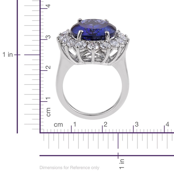 RHAPSODY 950 Platinum AAAA Tanzanite (Ovl 15.25 Ct), Diamond (VS/E-F) Ring 17.750 Ct.