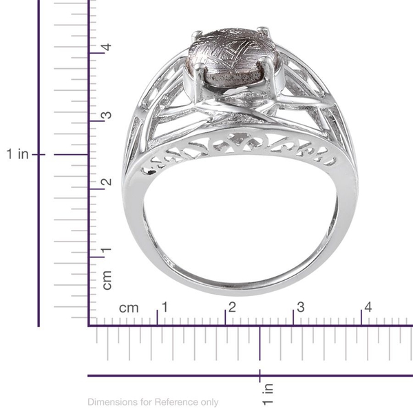 Meteorite (Ovl) Solitaire Ring in Platinum Overlay Sterling Silver 6.000 Ct.