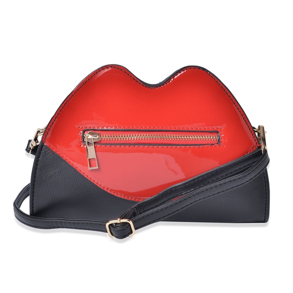 Designer Inspired Lip Design Red and Black Colour Crossbody Bag (Size 23x15x6 Cm)