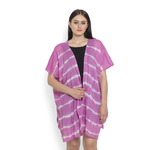 Hand Dyed 100% Cotton Tye and Dye Pattern Pink Colour Poncho (Free Size)