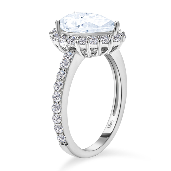 Moissanite Ring in Rhodium Overlay Sterling Silver 3.71 Ct.