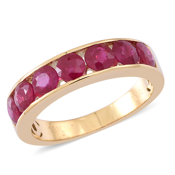 ILIANA 2.50 Ct AAA Ruby 7 Stone Eternity Band Ring in 18K Gold 4.55 Grams
