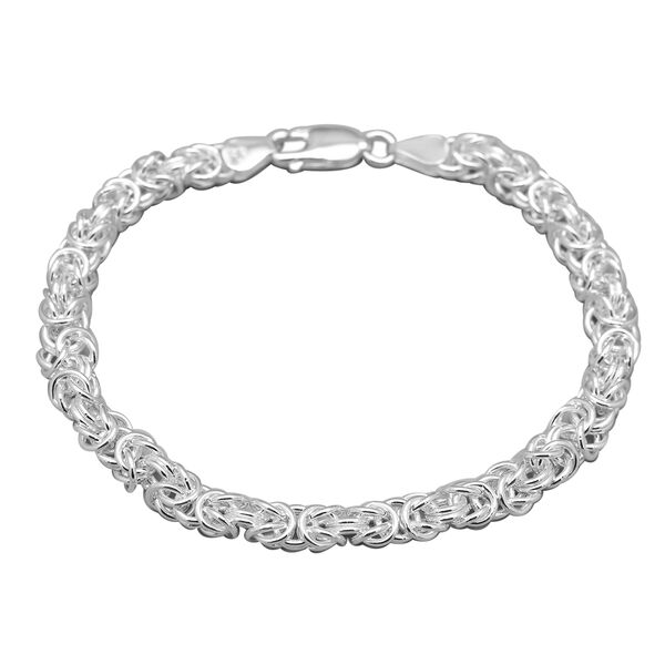 Byzantine Chain Bracelet in Platinum Plated Silver Size 8 Inch ...