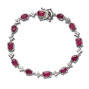 Monster Deal- African Ruby and Zircon Bracelet (Size 7) in Platinum Overlay Sterling Silver 9.020 Ct