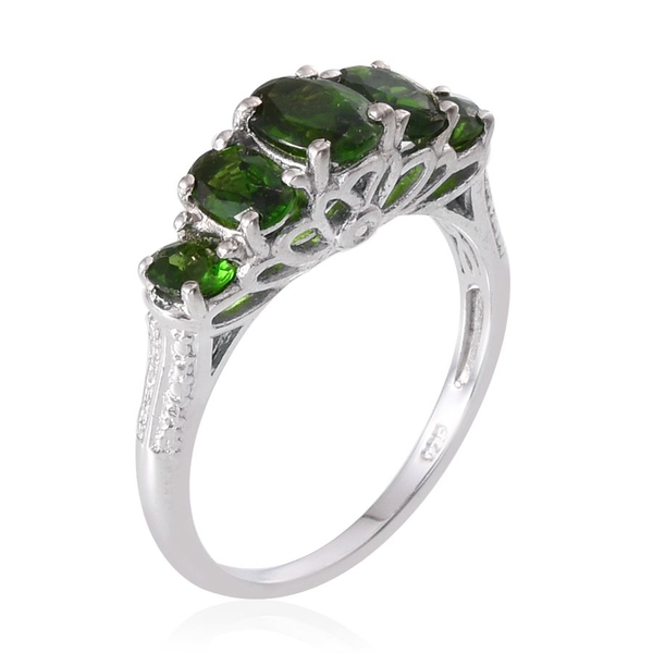 Chrome Diopside (Ovl 0.75 Ct) Ring in Platinum Overlay Sterling Silver 2.250 Ct.