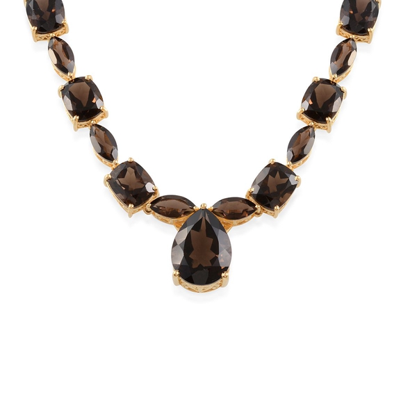 Brazilian Smoky Quartz (Pear 14.50 Ct) Necklace (Size 20) in 14K Gold Overlay Sterling Silver 80.000