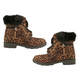 Leopard Print Women Lace Up Ankle Boots (Size 5) - Mustard