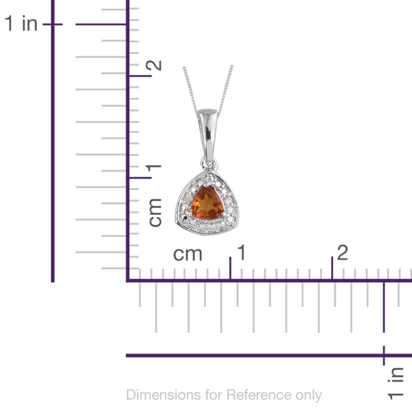 Madeira Citrine (Trl), Diamond Pendant With Chain and Lever Back Earrings in Platinum Overlay Sterling Silver 0.780 Ct.