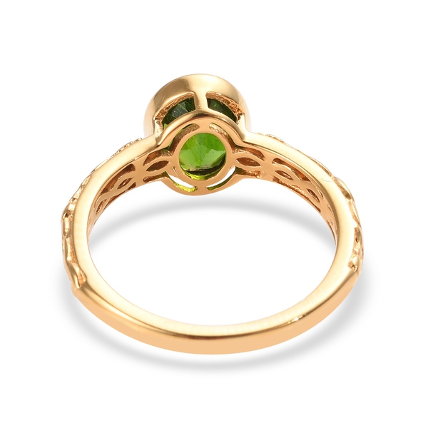 GP Chrome Diopside (Ovl), Blue Sapphire Ring in 14K Gold Overlay Sterling Silver 1.25 Ct.