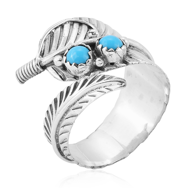 Royal Bali Collection Arizona Sleeping Beauty Turquoise (Rnd) Ring in Sterling Silver 0.540 Ct.