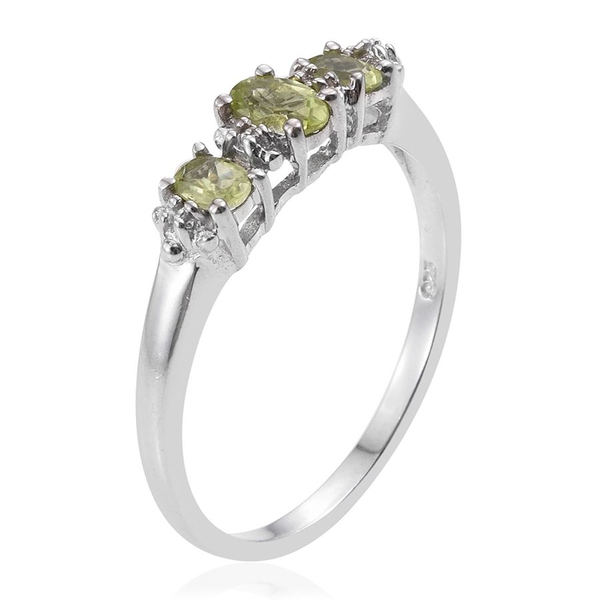 Hebei Peridot (Ovl) Ring, Pendant and Stud Earrings (with Push Back) in Platinum Overlay Sterling Silver 1.500 Ct.