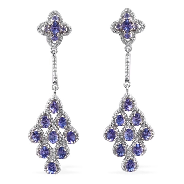 Tanzanite (Ovl) Earrings (with Push Back) in Platinum Overlay Sterling Silver 4.500 Ct.