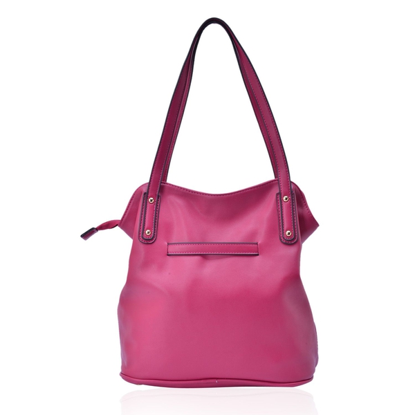 Fuchsia Colour Tote Bag (Size 30x29x13 Cm)