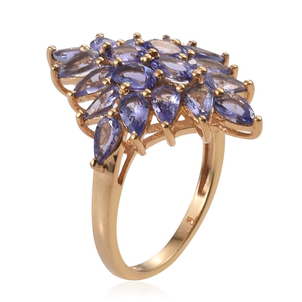 Tanzanite (Ovl) Cluster Ring in 14K Gold Overlay Sterling Silver 4.500 Ct.