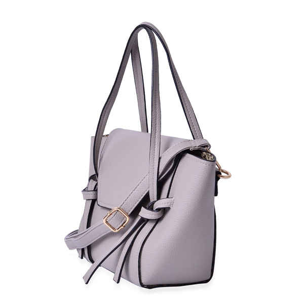 Set of 2 - Grey Colour Large and Small Handbag with Adjustable and Removable Shoulder Strap (Size 35x22x13 Cm , 20.5x14x7 Cm)