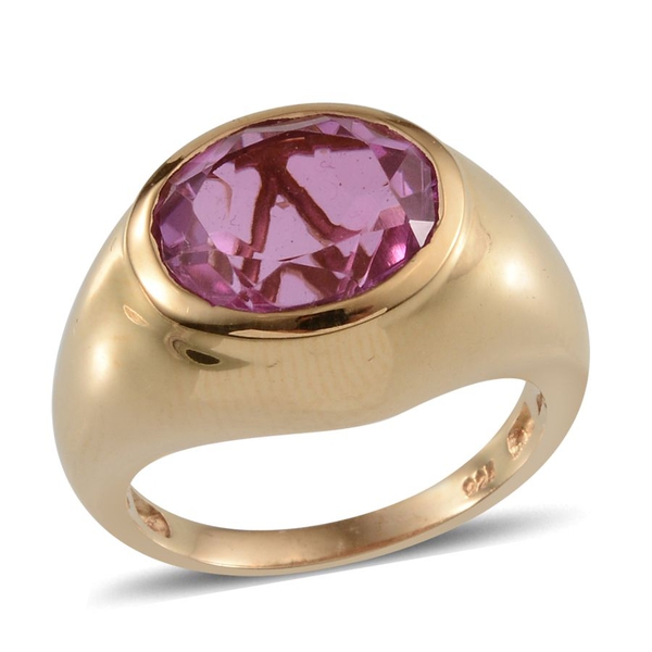 Kunzite Colour Quartz (Ovl) Solitaire Ring in 14K Gold Overlay Sterling Silver 5.750 Ct.