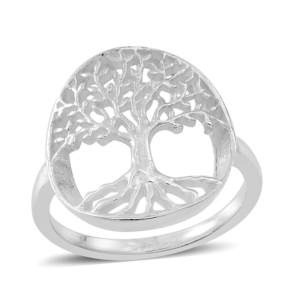 Thai Rhodium Plated Sterling Silver Tree Ring, Silver wt 3.20 Gms.