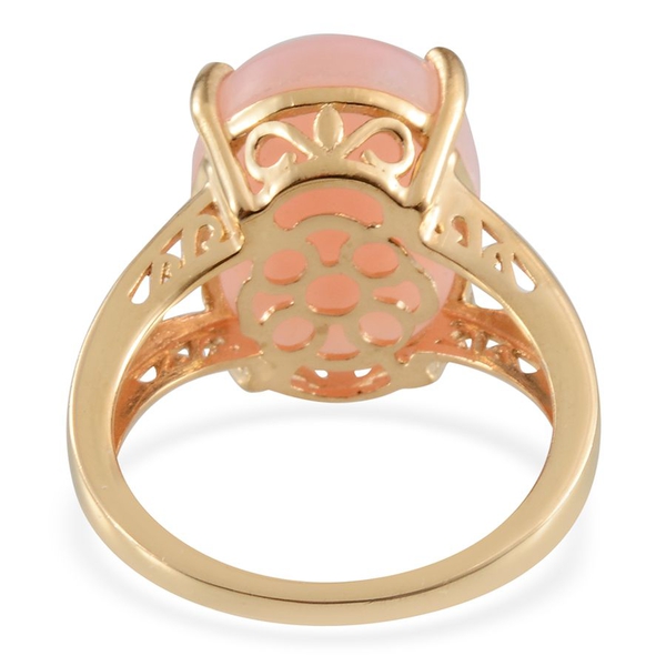 Peruvian Pink Opal (Ovl) Solitaire Ring in Yellow Gold Overlay Sterling Silver 7.500 Ct.
