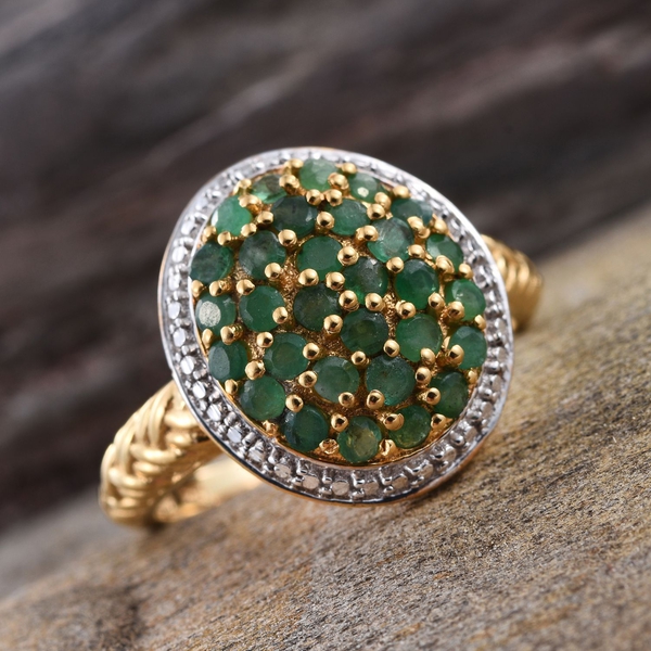 Kagem Zambian Emerald (Rnd) Cluster Ring in 14K Gold Overlay Sterling Silver 1.000 Ct.