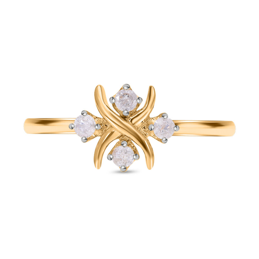 Biggest Designer Inspired Close Out  - 9K Yellow Gold Diamond Cross Ring