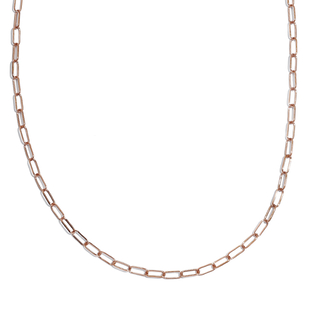 One Time Close Out Deal- Rose Gold Overlay Sterling Silver Paperclip Necklace (Size - 24) With T-Bar