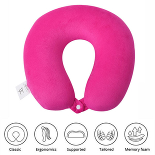 Stylish and Comfortable Memory Foam Ergonomic Neck Pillow with Snap Closure (Size:30x30Cm) - Pink