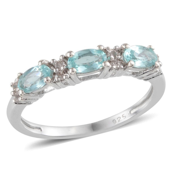 Paraibe Apatite (Ovl), White Topaz Ring in Platinum Overlay Sterling Silver 1.750 Ct.