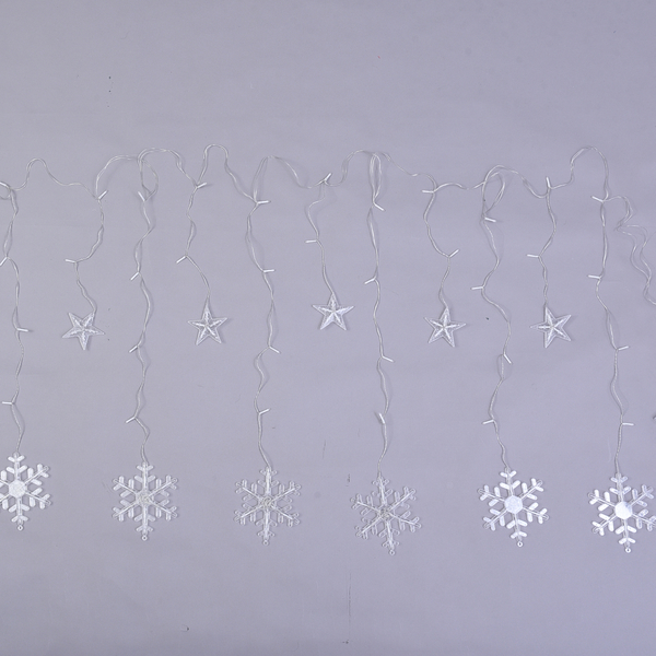 Snowflake Inspired LED Curtain String Light with USB Cable (Size 350x85Cm)