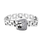 Simulated Diamond Buckle Ring (Size K) (Size K-Z+) Adjustable in Silver Tone