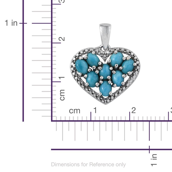 Kingman Turquoise (Ovl) Heart Pendant in Platinum Overlay Sterling Silver 1.250 Ct.
