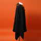 Orange Faux Fur Collar Poncho with Asymmetrical Hem in Black (One Size)