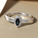 Natural Monte Belo Indicolite and Natural Cambodian Zircon Ring in Platinum Overlay Sterling Silver