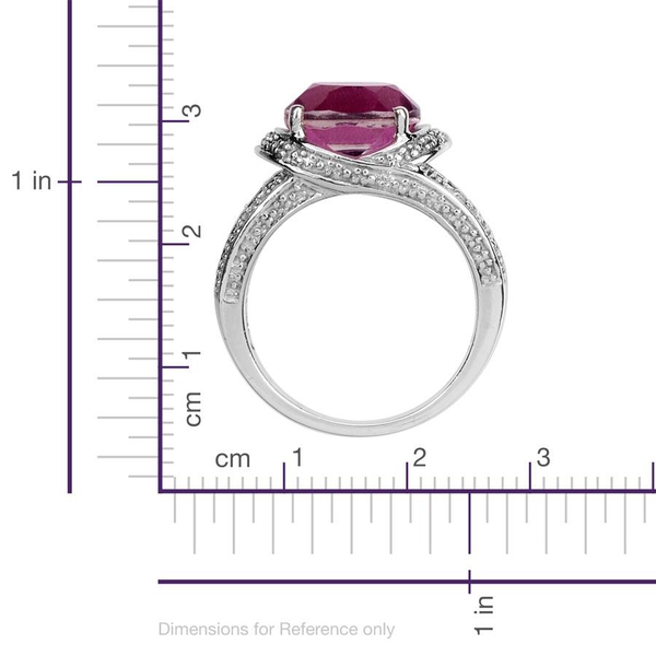 Kunzite Colour Quartz (Ovl 3.75 Ct), Diamond Ring in Platinum Overlay Sterling Silver 3.800 Ct.