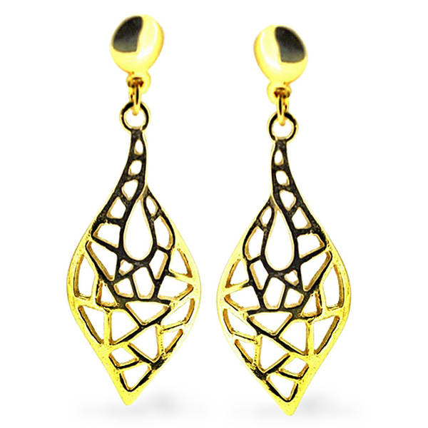 Thai 14K Gold Overlay Sterling Silver Earrings (with Push Back), Silver wt 4.00 Gms.