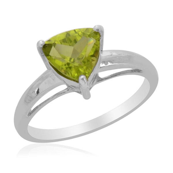 Hebei Peridot (Trl) Solitaire Ring in Platinum Overlay Sterling Silver  1.900 Ct.
