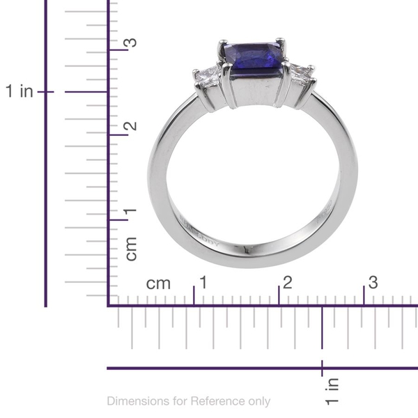 RHAPSODY 950 Platinum AAAA Tanzanite (Sqr 1.00 Ct), Diamond Ring 1.250 Ct.