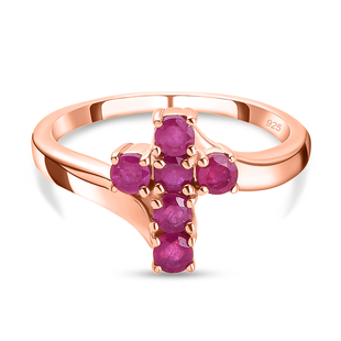 African Ruby (FF) Ring in Rose Gold Overlay Sterling Silver 1.01 Ct.