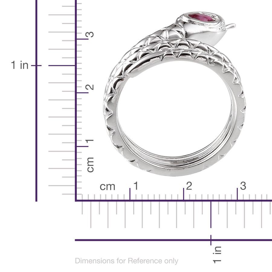 African Ruby (Ovl) Snake Ring in Sterling Silver 0.500 Ct.