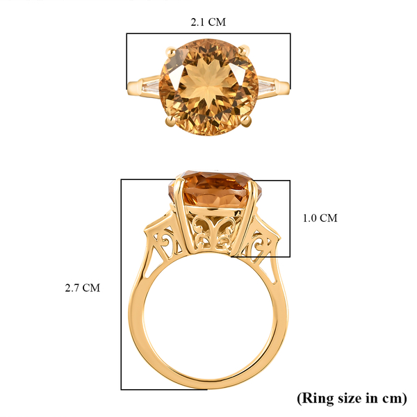 Citrine and Natural Cambodian Zircon Ring in 14K Gold Overlay Sterling Silver 6.20 Ct, Silver Wt. 3.50 Gms