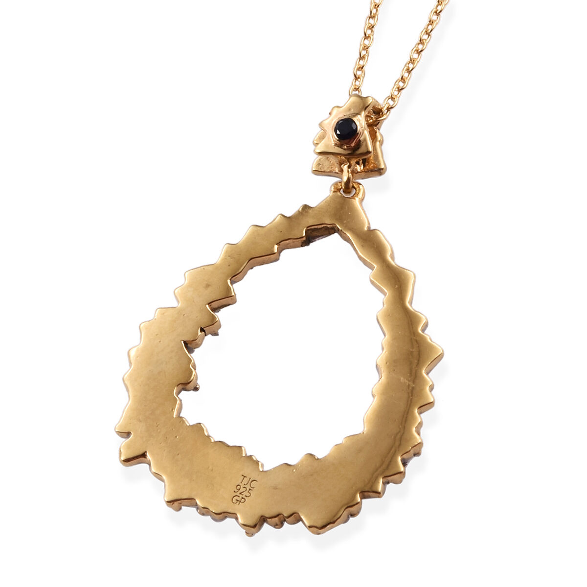 GP - Natural Diamond & Blue Sapphire Pendant with Chain (Size 20) in 18K Vermeil Yellow Gold Plated Sterling Silver 0.54 Ct.