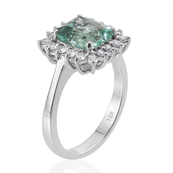 ILIANA 18K W Gold Boyaca Colombian Emerald (Oct 2.80 Ct), Diamond Ring 3.350 Ct.