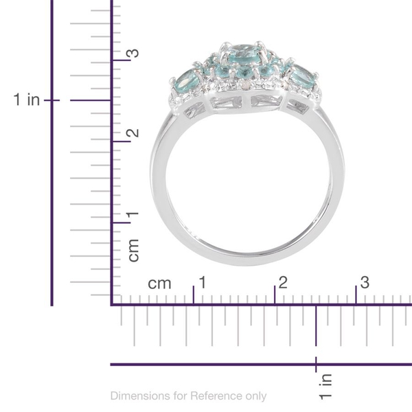 Paraibe Apatite (Rnd 0.50 Ct), Diamond Ring in Platinum Overlay Sterling Silver 1.430 Ct.