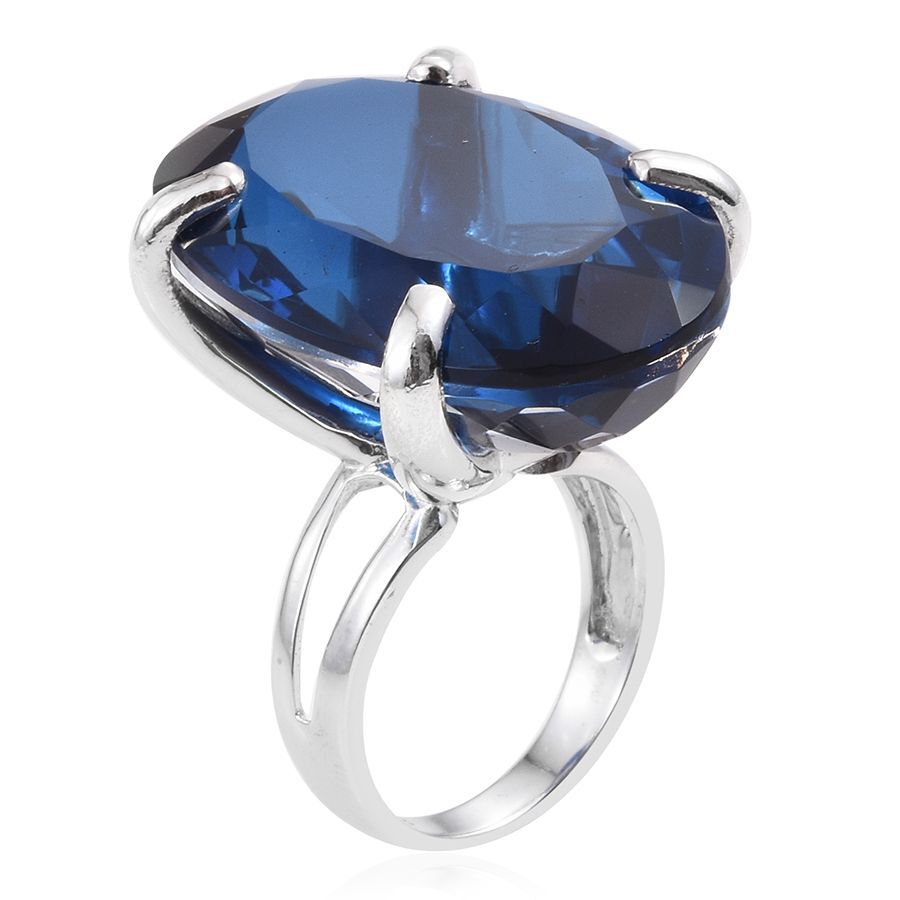Ceylon Colour Quartz (Ovl) Ring in Platinum Overlay Sterling Silver 50.000 Ct.