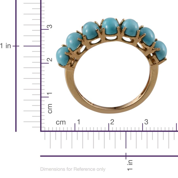 Arizona Sleeping Beauty Turquoise (Ovl) 7 Stone Ring in 14K Gold Overlay Sterling Silver 3.500 Ct.